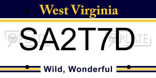 SA2T7D West Virginia License Plate