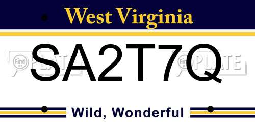 SA2T7Q West Virginia License Plate