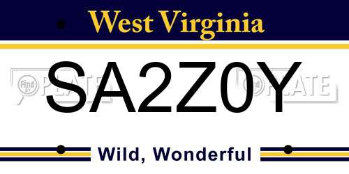SA2Z0Y West Virginia License Plate