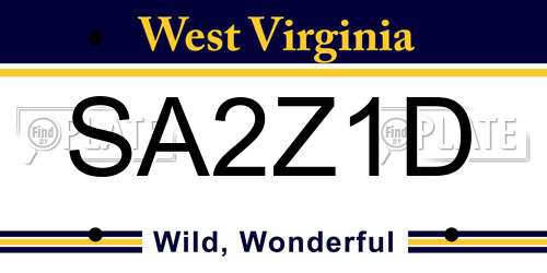 SA2Z1D West Virginia License Plate