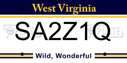 SA2Z1Q West Virginia License Plate