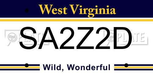 SA2Z2D West Virginia License Plate