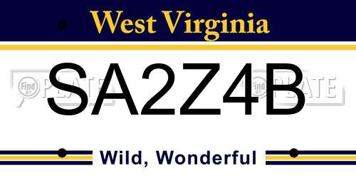 SA2Z4B West Virginia License Plate