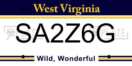 SA2Z6G West Virginia License Plate