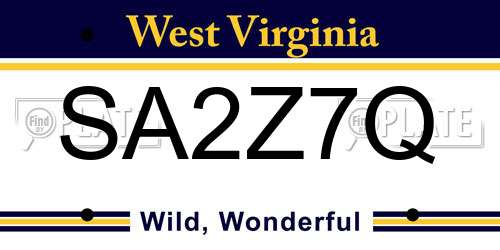 SA2Z7Q West Virginia License Plate
