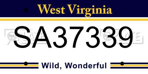 SA37339 West Virginia License Plate