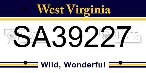 SA39227 West Virginia License Plate