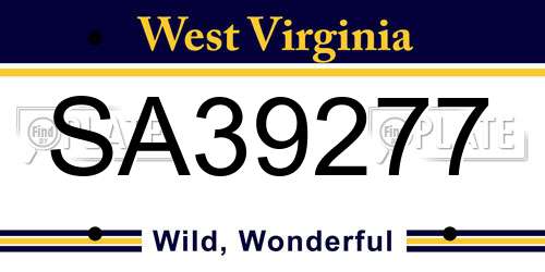 SA39277 West Virginia License Plate