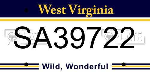 SA39722 West Virginia License Plate