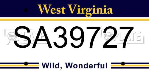 SA39727 West Virginia License Plate