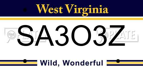 SA3O3Z West Virginia License Plate