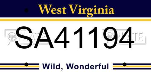 SA41194 West Virginia License Plate