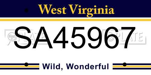 SA45967 West Virginia License Plate