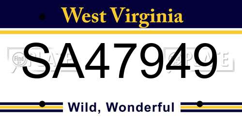 SA47949 West Virginia License Plate