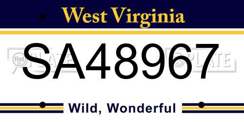 SA48967 West Virginia License Plate