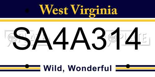 SA4A314 West Virginia License Plate
