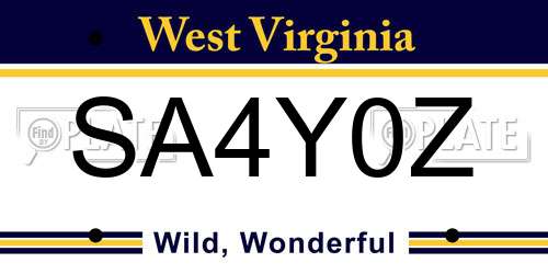 SA4Y0Z West Virginia License Plate