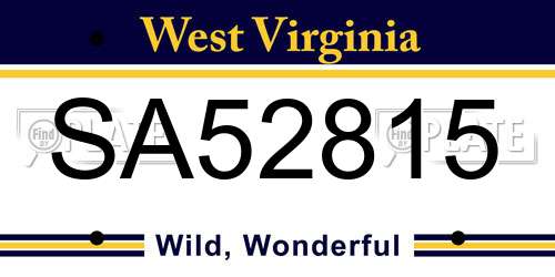 SA52815 West Virginia License Plate