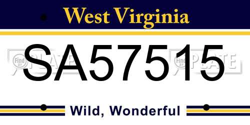 SA57515 West Virginia License Plate