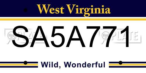 SA5A771 West Virginia License Plate