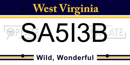 SA5I3B West Virginia License Plate