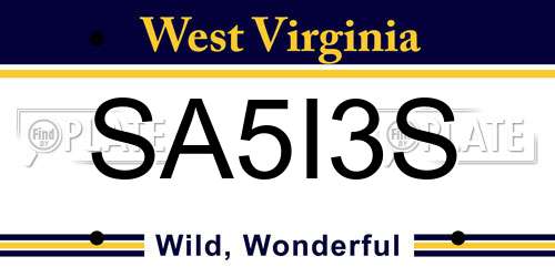 SA5I3S West Virginia License Plate