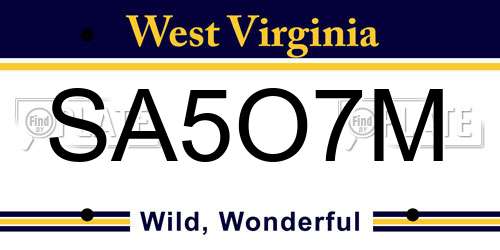 SA5O7M West Virginia License Plate