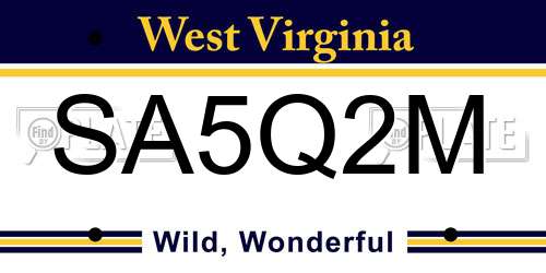 SA5Q2M West Virginia License Plate