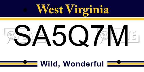 SA5Q7M West Virginia License Plate