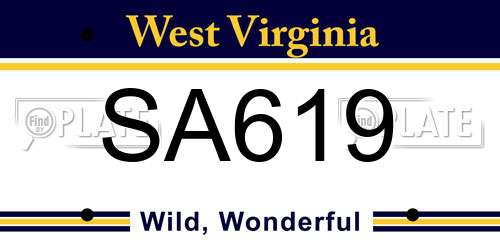 SA619 West Virginia License Plate