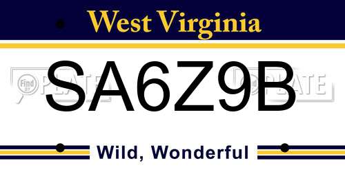 SA6Z9B West Virginia License Plate