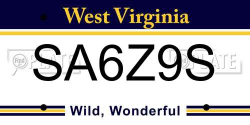 SA6Z9S West Virginia License Plate