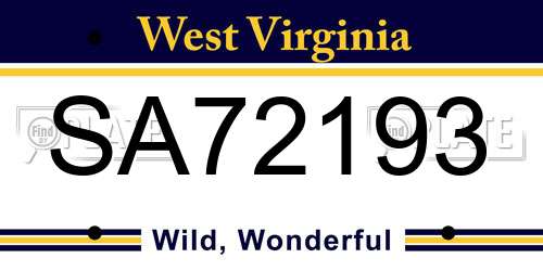 SA72193 West Virginia License Plate