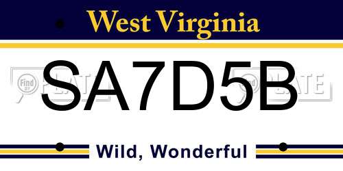SA7D5B West Virginia License Plate