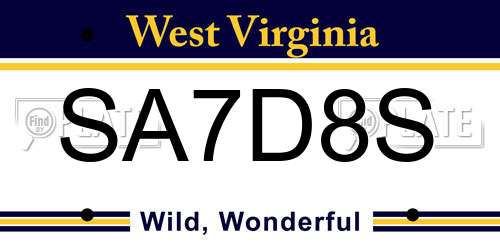 SA7D8S West Virginia License Plate
