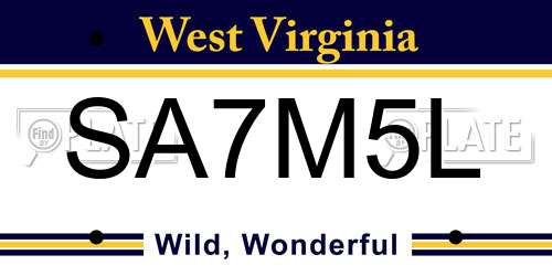 SA7M5L West Virginia License Plate