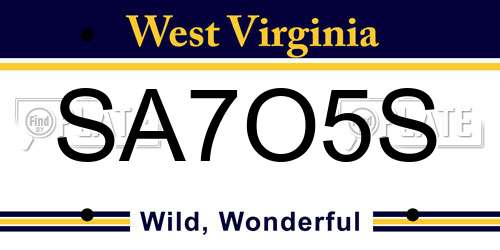 SA7O5S West Virginia License Plate
