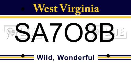 SA7O8B West Virginia License Plate