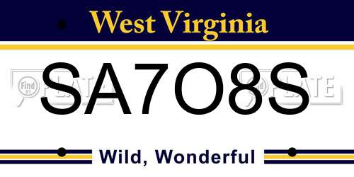 SA7O8S West Virginia License Plate
