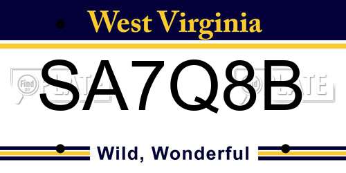 SA7Q8B West Virginia License Plate
