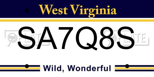 SA7Q8S West Virginia License Plate