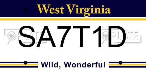SA7T1D West Virginia License Plate