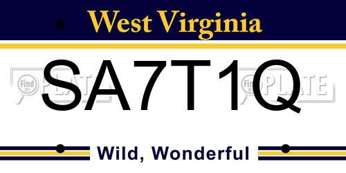 SA7T1Q West Virginia License Plate