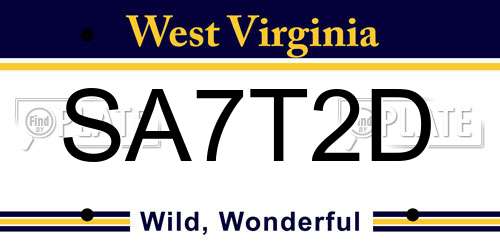 SA7T2D West Virginia License Plate