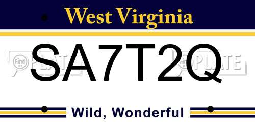 SA7T2Q West Virginia License Plate