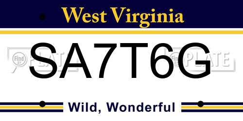 SA7T6G West Virginia License Plate