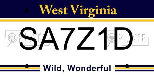 SA7Z1D West Virginia License Plate