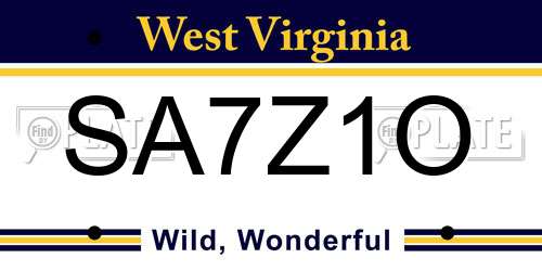 SA7Z1O West Virginia License Plate