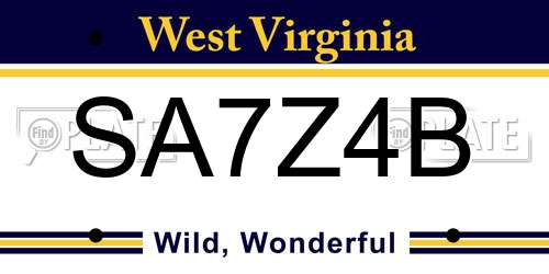 SA7Z4B West Virginia License Plate