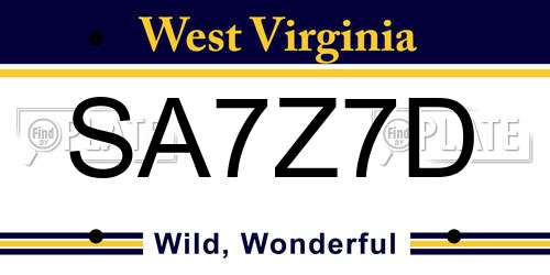 SA7Z7D West Virginia License Plate